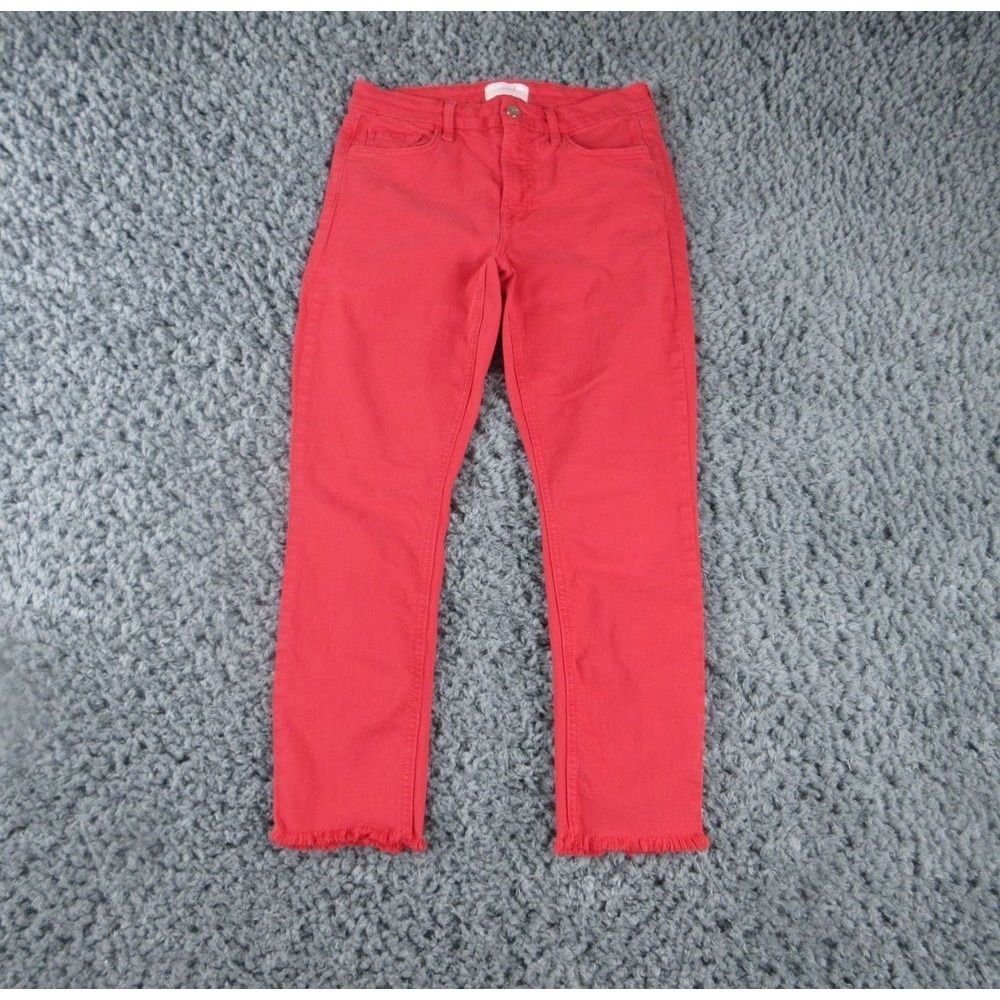 Jen 7 Jeans Womens 6 Red Denim Cropped Skinny 28x24*